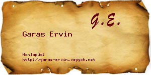 Garas Ervin névjegykártya